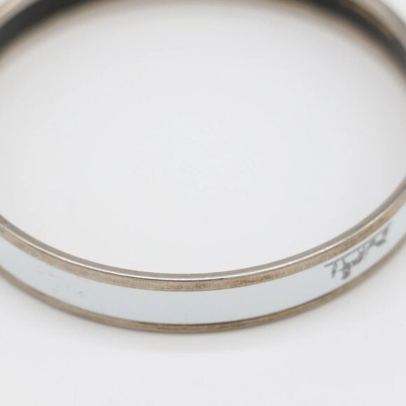 Hermes Emaille PM Bangle White Silver Trim Bracelet 9" Wrist - Picture 7 of 10